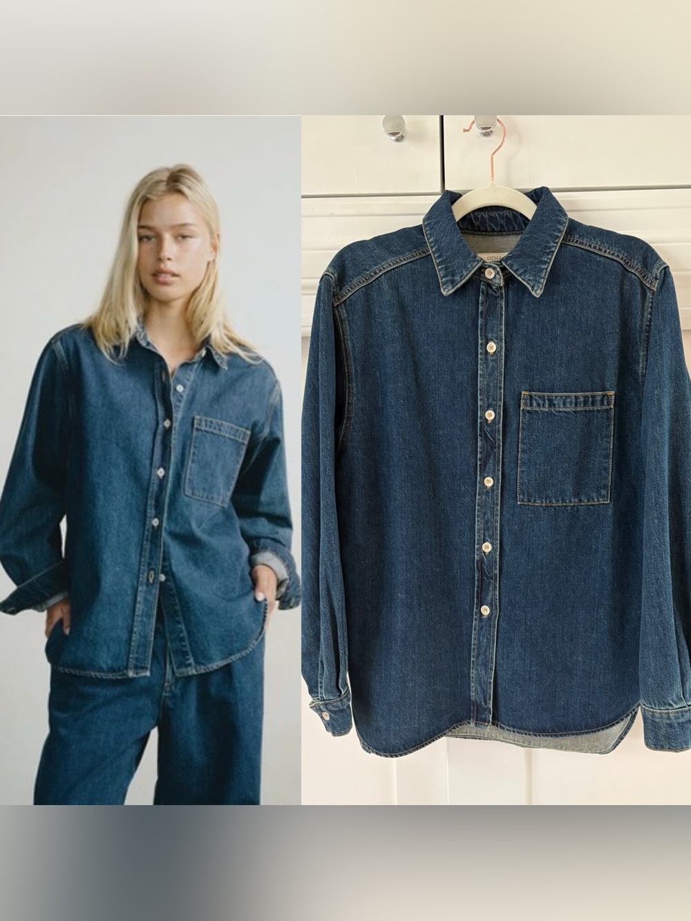 Ozma Denim Marcie Shirt in Vintage Dark – Size XS/S